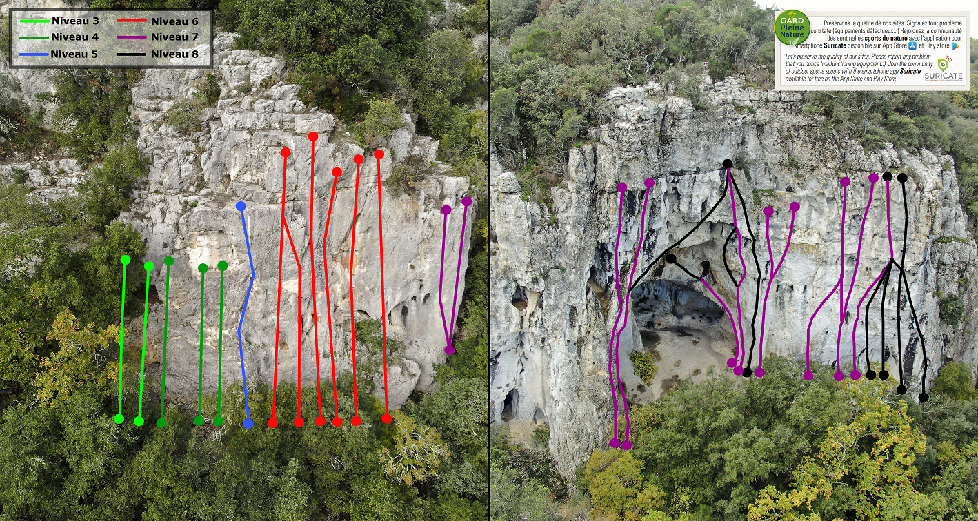 Voies du Roc de l'Aigle