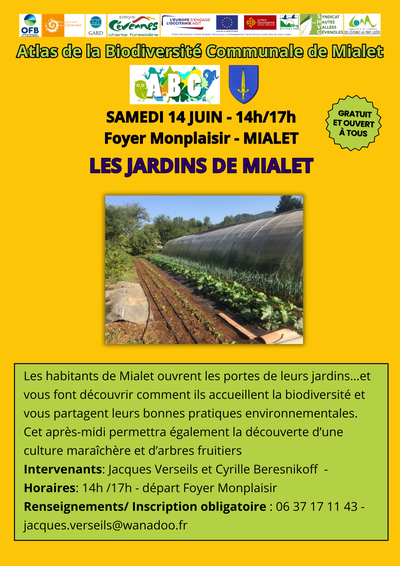 Atlas de la biodiversité - Les jardins de Mialet_Mialet